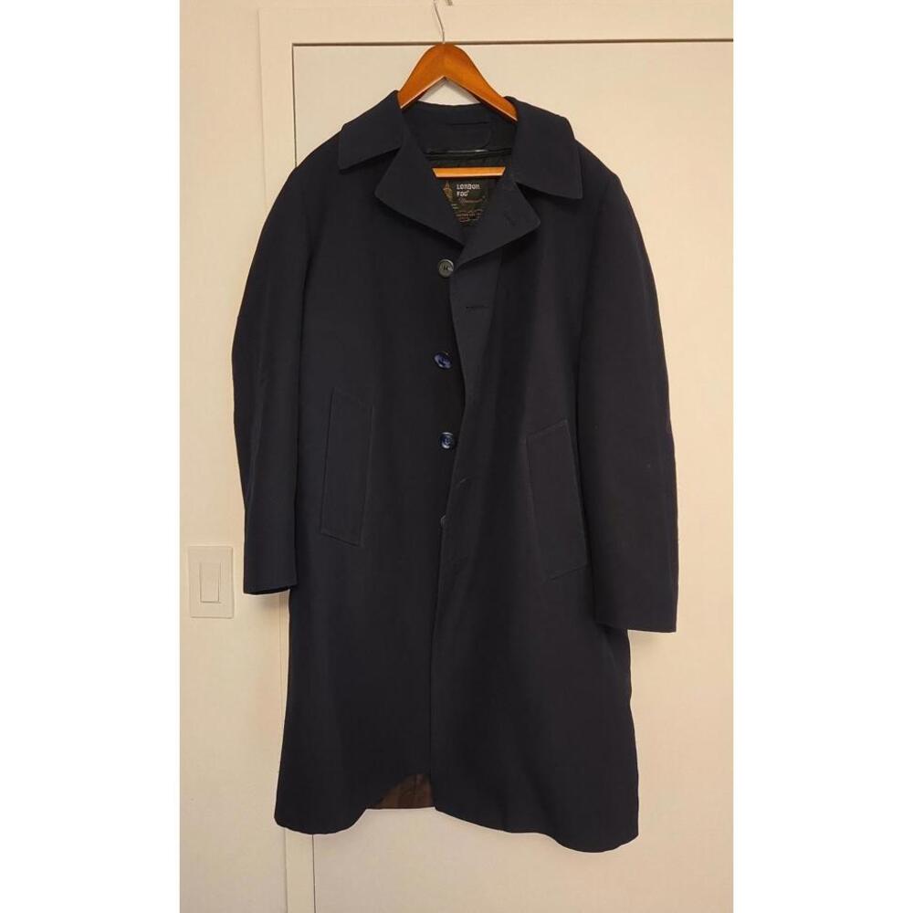 London Fog Men's Dark Navy Single-Breasted Trench Coat